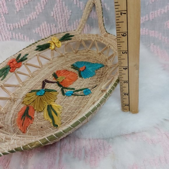 Vintage Boho Casserole Baskets Woven Raffia & Straw w/ Handles - Picture 8 of 8